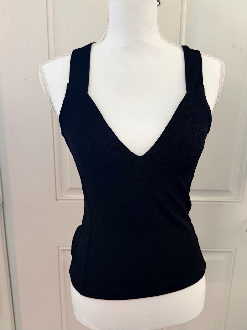 Free People One Call Away Tank S | Black Halter Tie Back